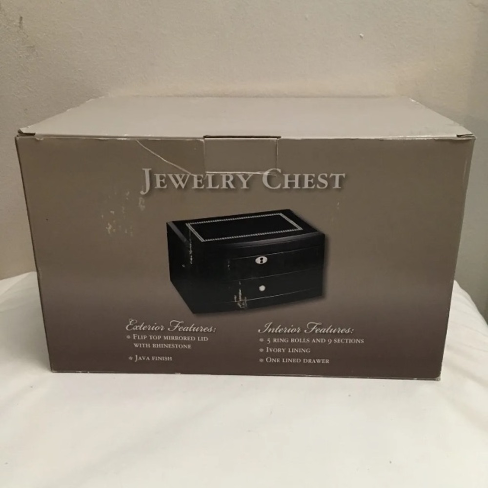 Mercuries Asia LTD Sears Java Finish Jewelry Chest With Nine Sections Open Box